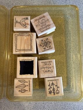 Stampin' Up! Wood Mounted Stamps in Natural Wood and Black